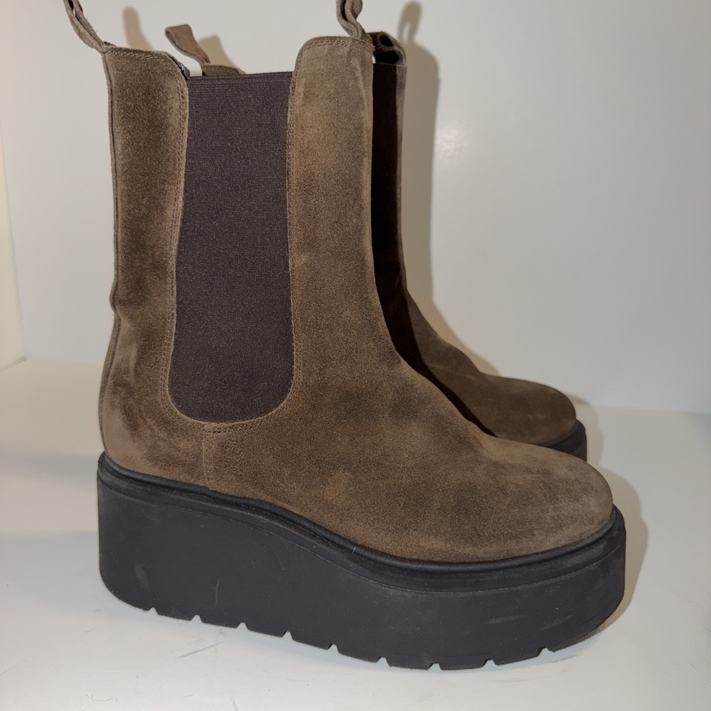 Piampiani Made In Italy Size 37 US 6.5-7 Brown Suede Platform Grunge Retro